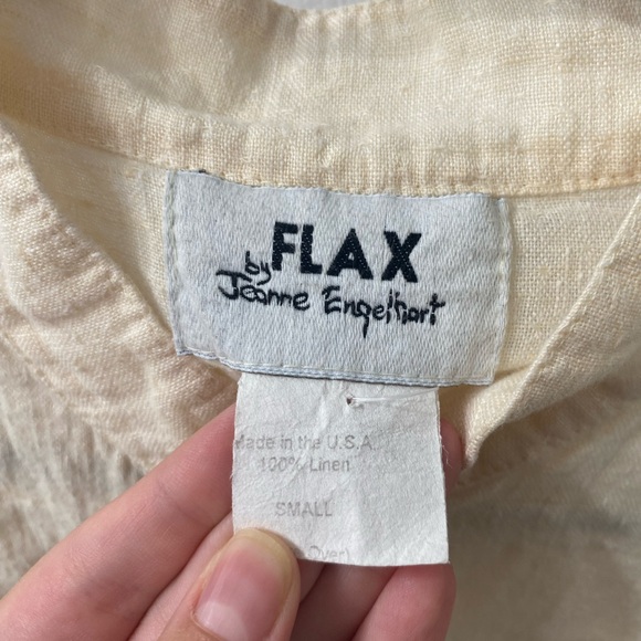 Flax Linen oversized button down tunic cream boho - Picture 3 of 9